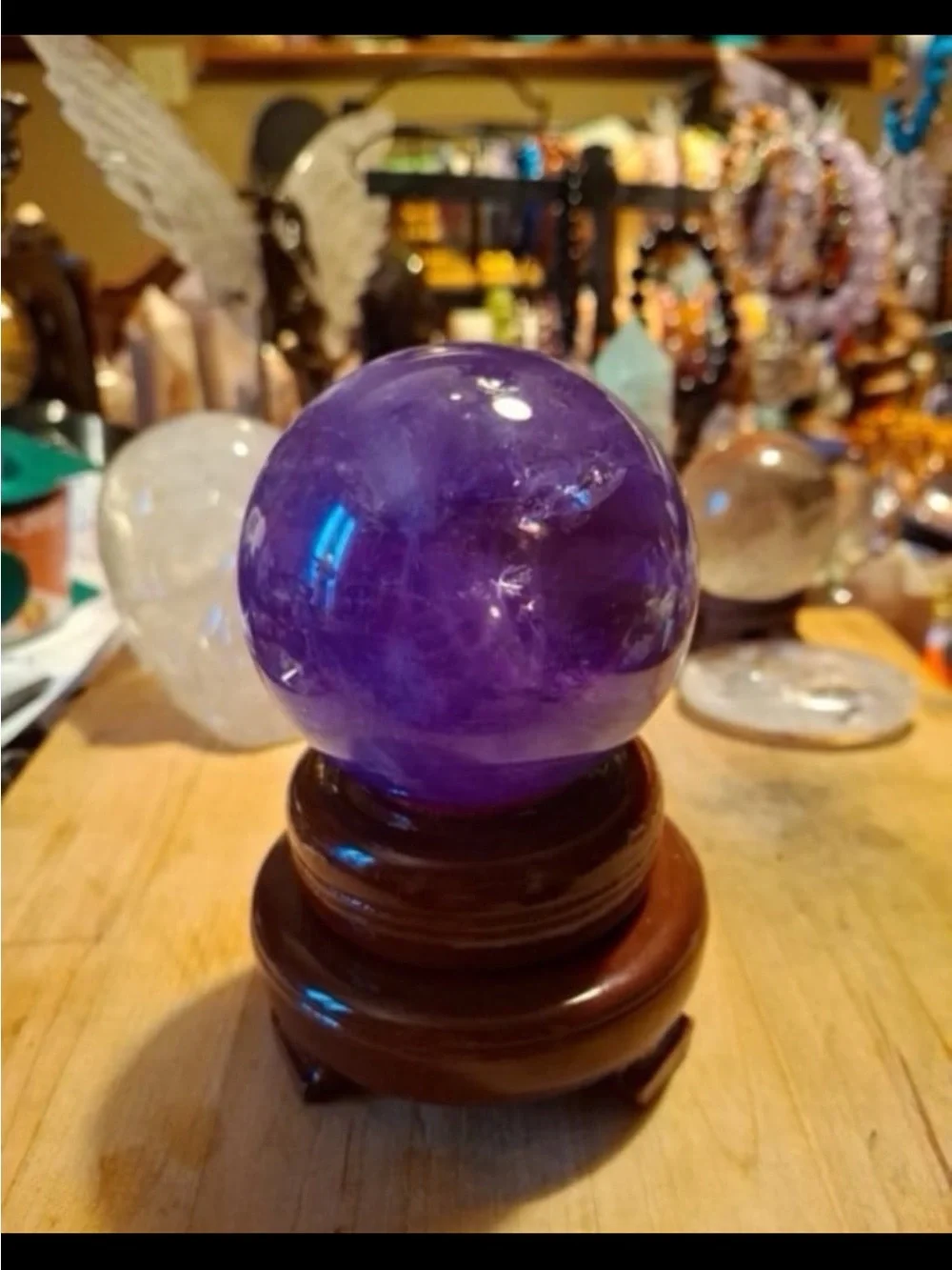 Amethyst Crystal Sphere - Purple Home Accent
